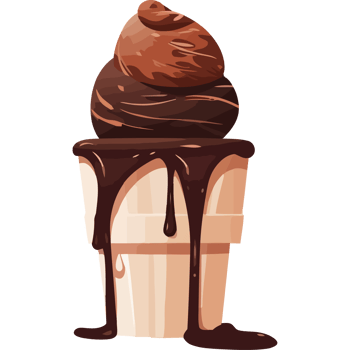 Chocolate ice cream cone with chocolate sauce png
