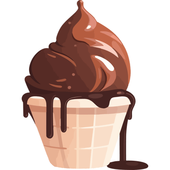Chocolate ice cream cone with chocolate sauce png