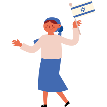 A cartoon woman holding an israeli flag png