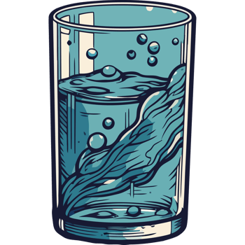 A glass of water with bubbles and bubbles png