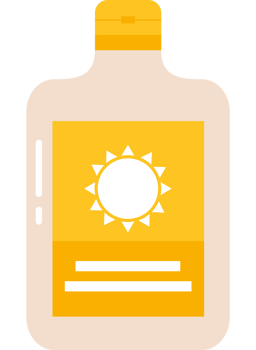 A bottle of sunscreen with a sun on it png