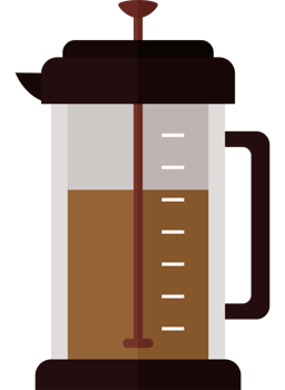A coffee maker with a brown handle png