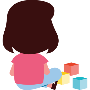 A girl sitting on the floor with blocks png