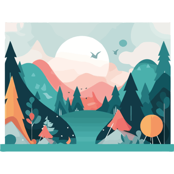 A colorful illustration of a forest scene png