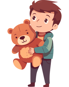 A boy holding a teddy bear png