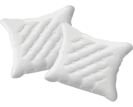 Two pillows with white fabric on a black background png