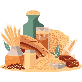 Foods and grains on a plate png