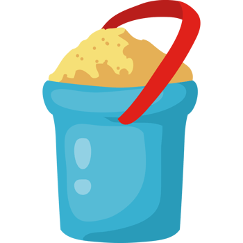 A bucket with sand in it on a black background png