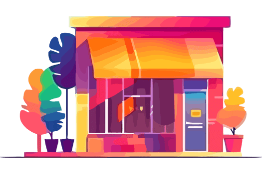 An illustration of a colorful storefront png