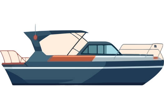 A boat with a white and blue color scheme png