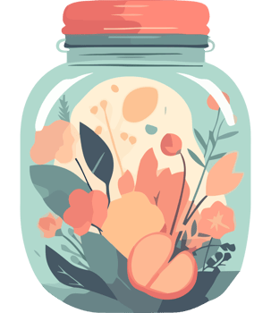 An illustration of a jar filled with flowers png