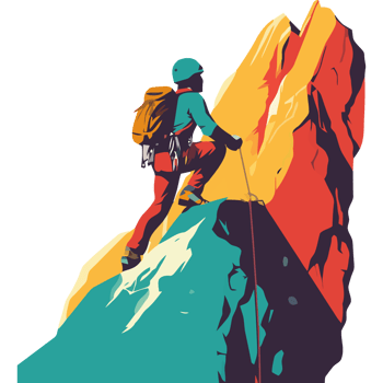 A man is climbing on a mountain png