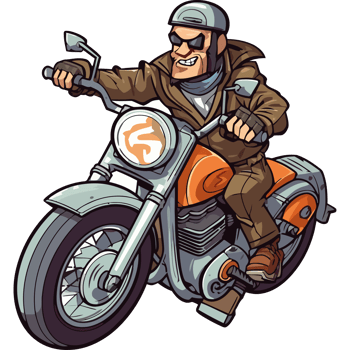 Cartoon man riding a motorcycle png