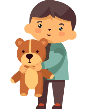 A boy holding a teddy bear png