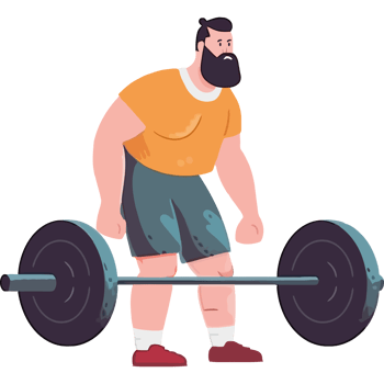 A man with a beard is lifting a barbell png