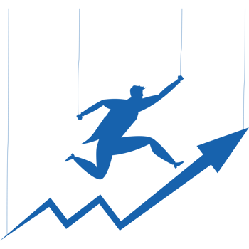 A man is hanging on a string and climbing up an arrow png