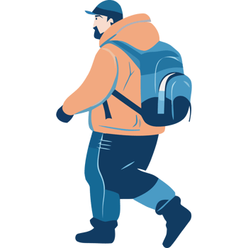 A man with a backpack walking png