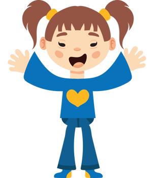A cartoon girl with her hands outstretched png