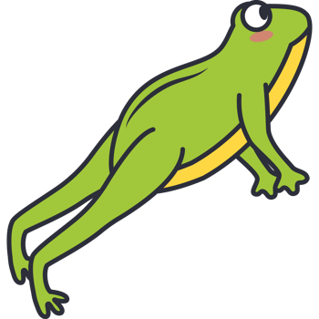 A cartoon frog with a big head and a long tail png
