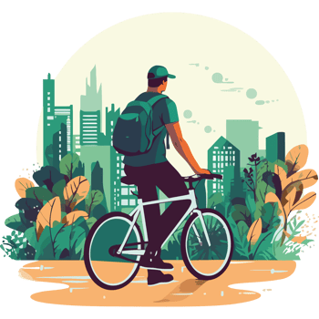 A man riding a bike in the city png