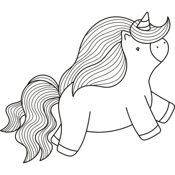 A black and white drawing of a unicorn png