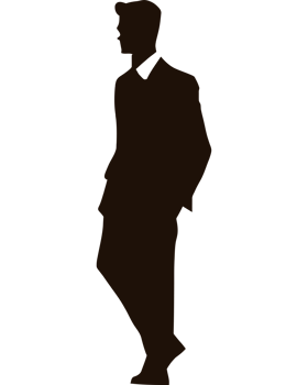 A silhouette of a man in a suit png