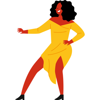A woman in a yellow dress dancing png
