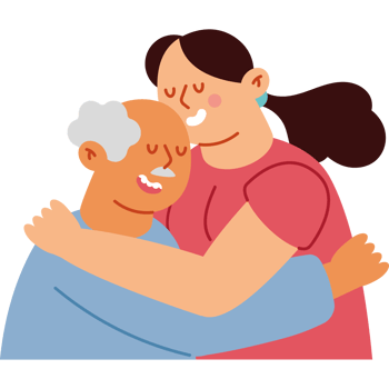 An elderly man and woman hugging each other png