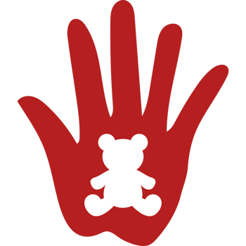A red hand with a white teddy bear in it png