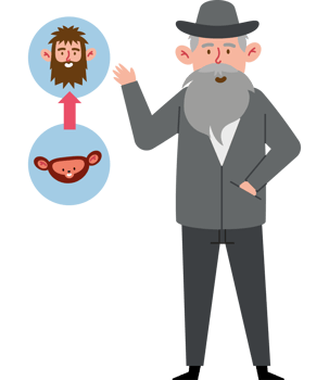An old man with a beard and a monkey png