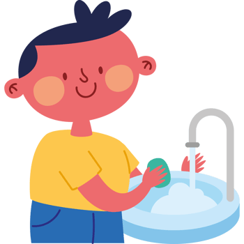 A boy washing his hands in the sink png