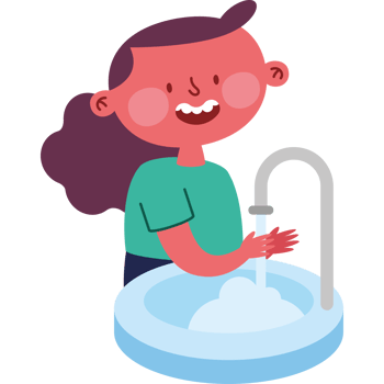 A girl is washing her hands in a sink png