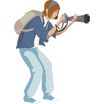 A woman with a camera is taking a picture png