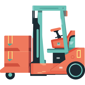 A forklift truck with boxes on the back png