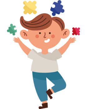 A boy is holding up a puzzle piece png