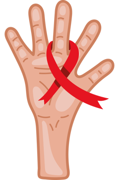 A hand with a red ribbon on it png