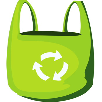 A green bag with a recycling symbol on it png