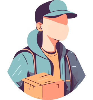 A man in a cap and jacket holding a box png