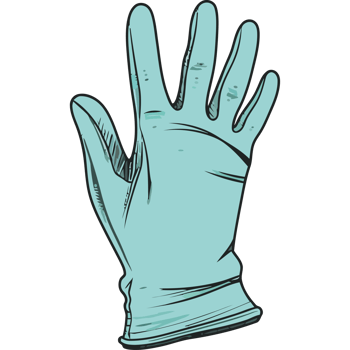 A glove with a blue glove on it png