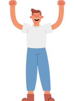 Happy man with arms up illustration png