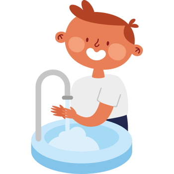 A boy washing his hands in a sink png