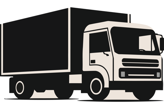 A black and white truck on a black background png