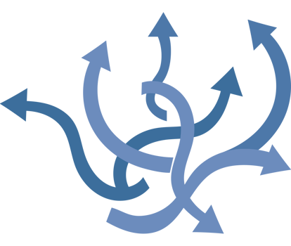 A blue and white arrow symbol with arrows pointing in different directions png
