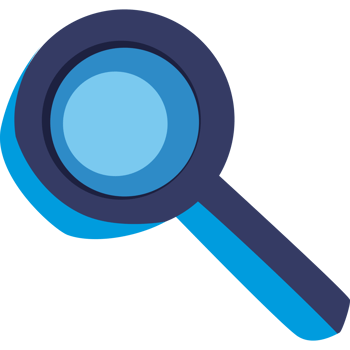 A magnifying glass icon on a black background png