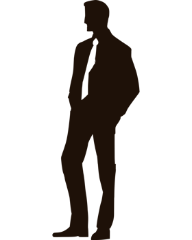 A silhouette of a man in a suit png