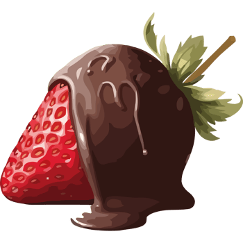 A chocolate covered strawberry on a black background png