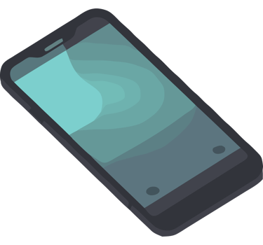 An illustration of a smartphone on a black background png