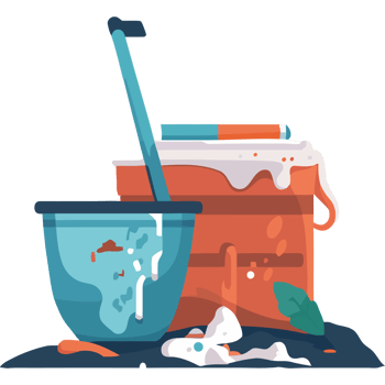 A bucket and a mop with a bucket and a mop png