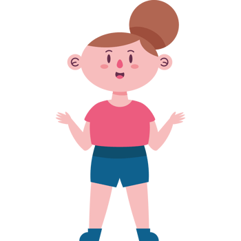 A cartoon girl with her hands up png