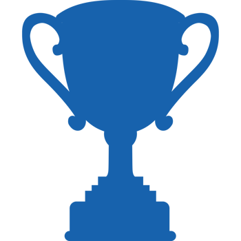 A blue trophy cup on a black background png